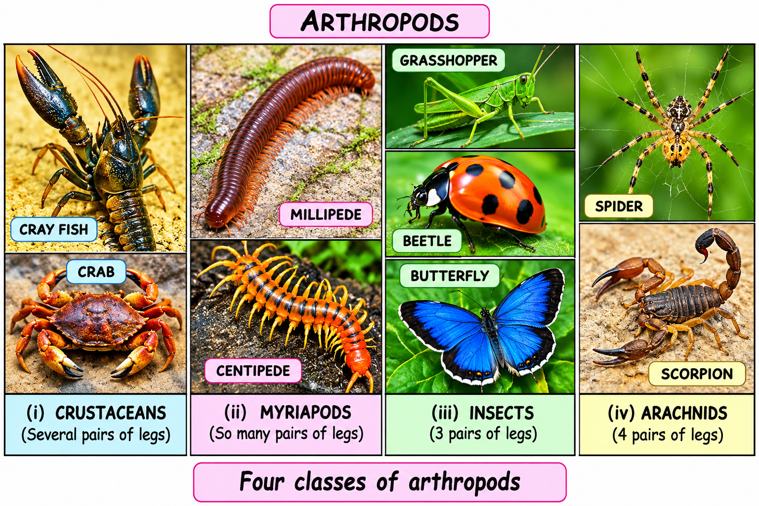 Fig. 8.12 — The Four Classes of Arthropoda